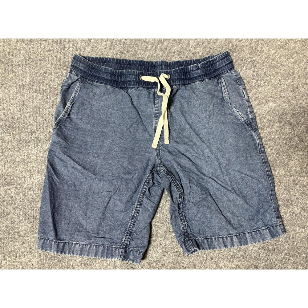 J.CREW Chino Shorts Mens M Blue Lightweight Denim 9" Inseam Drawstring Casual